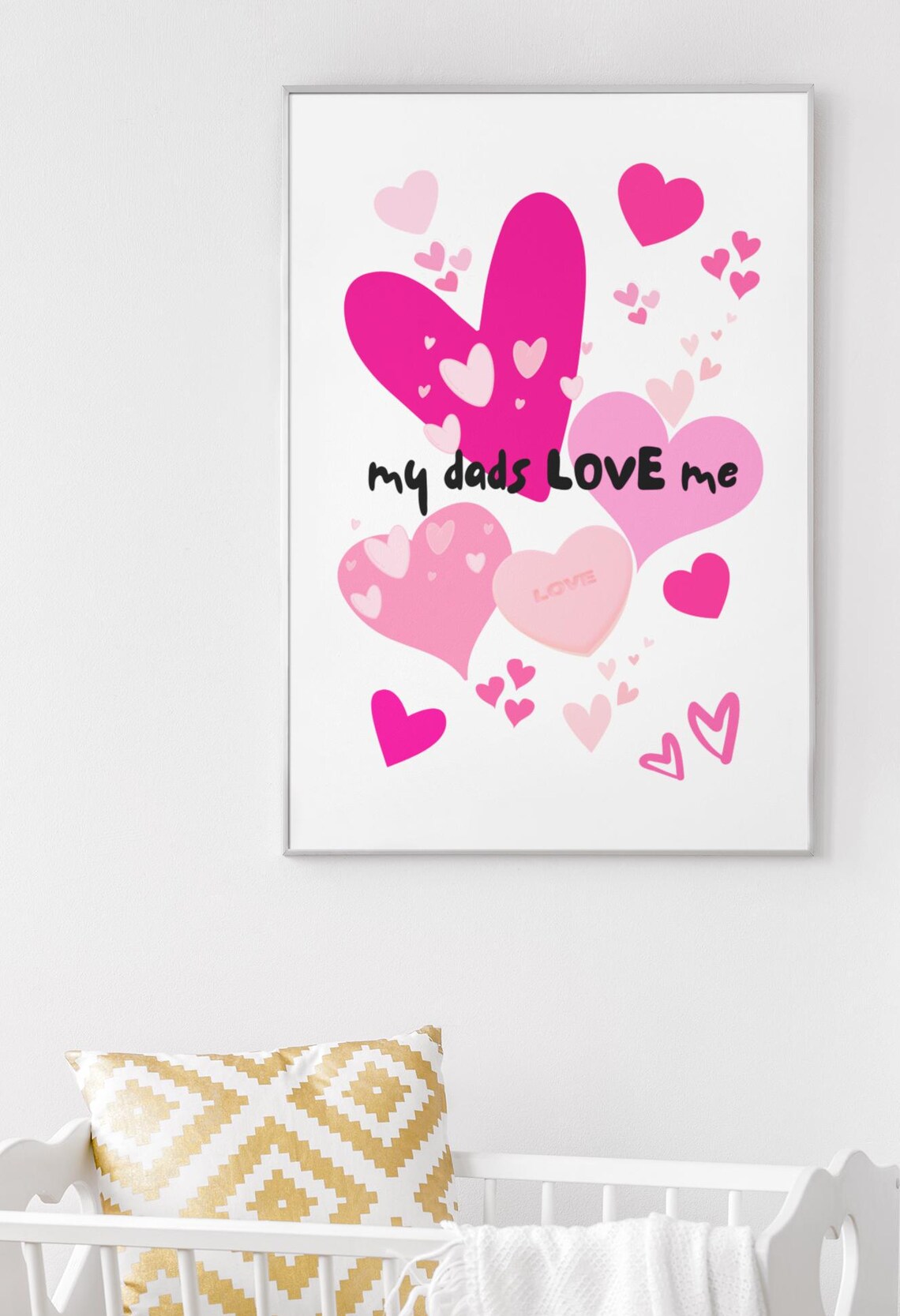 My Dads Love Me Pink Hearts Cluster Nursery Kids Room Wall Art - Image 2