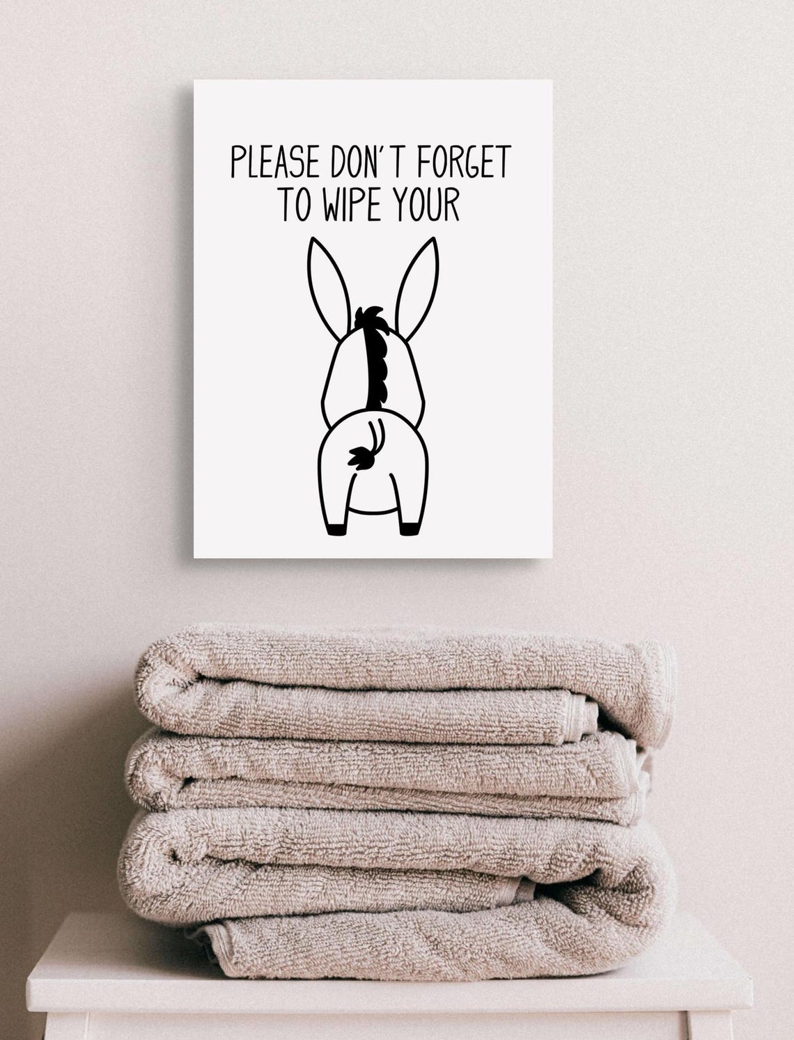 Funny Please Do Not Forget To Wipe Donkey Bathroom Humor Art Poster - Image 2