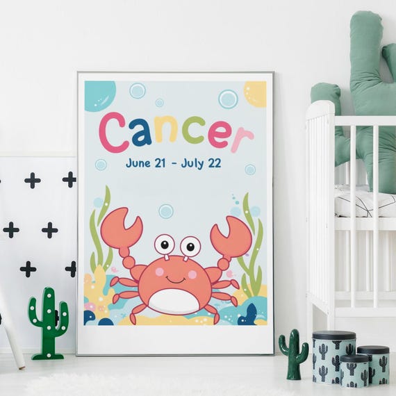 Zodiac Sign Cancer Print For Nursery Or Toddlers Room Print Art Art