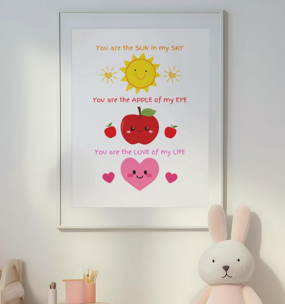 You Are The Sun In My Sky Cute Apple Heart Kids Nursery Print