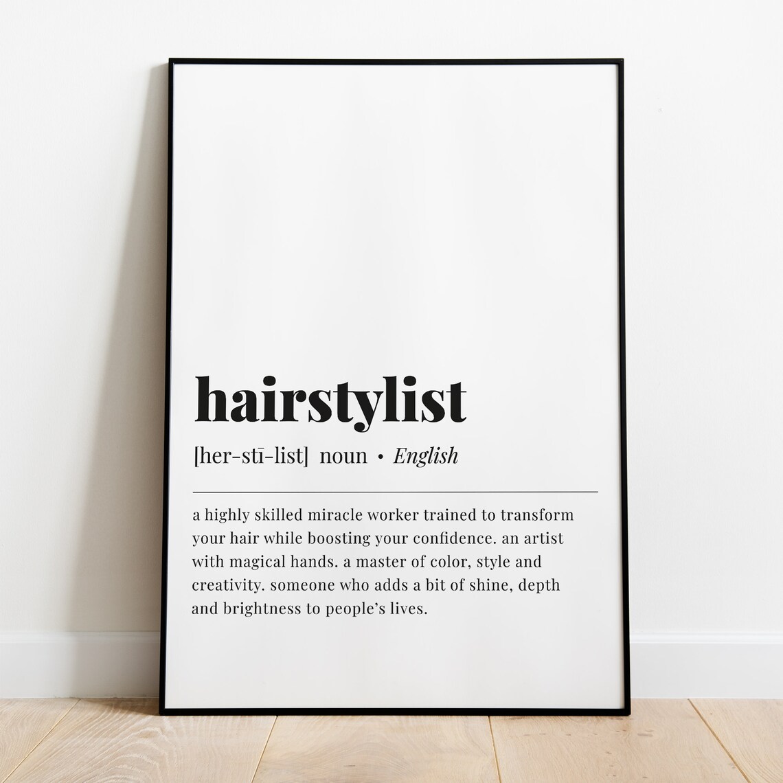Hairstylist Definition Art Print, Salon Decor Gift