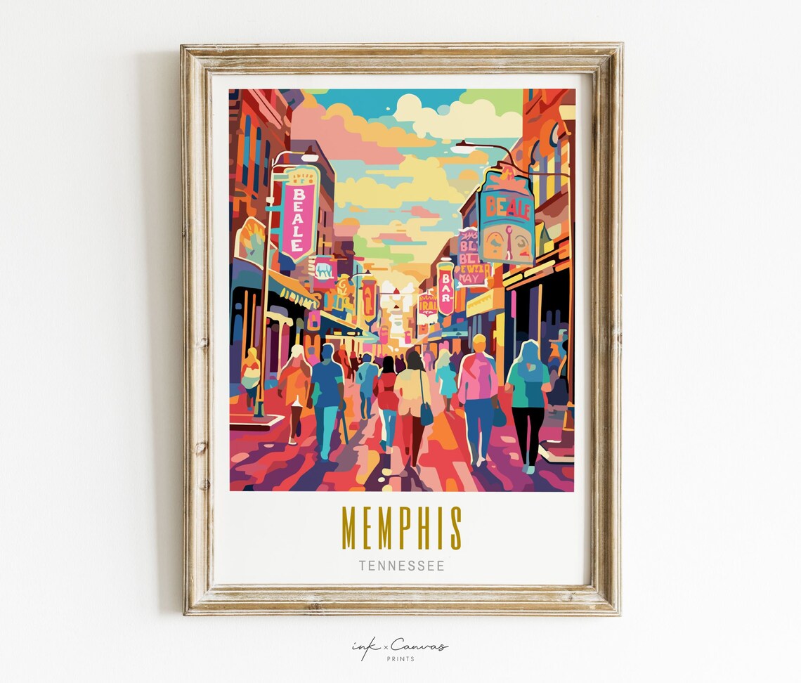 Memphis Tennessee Beale Street Nightlife Music Scene Art Poster