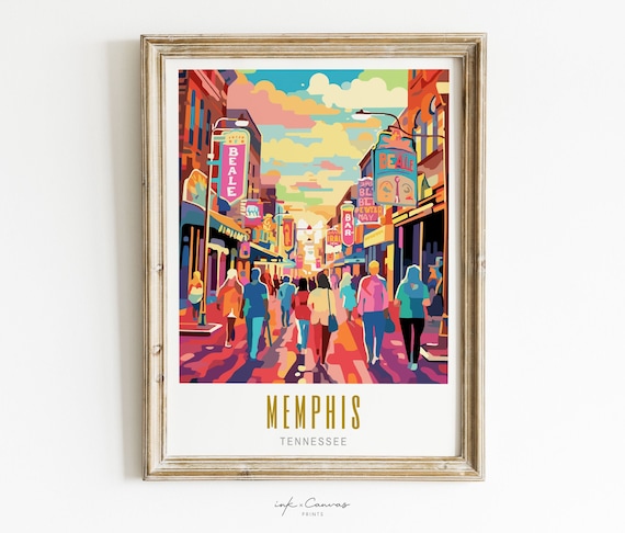 Memphis Tennessee Beale Street Nightlife Music Scene Art Poster