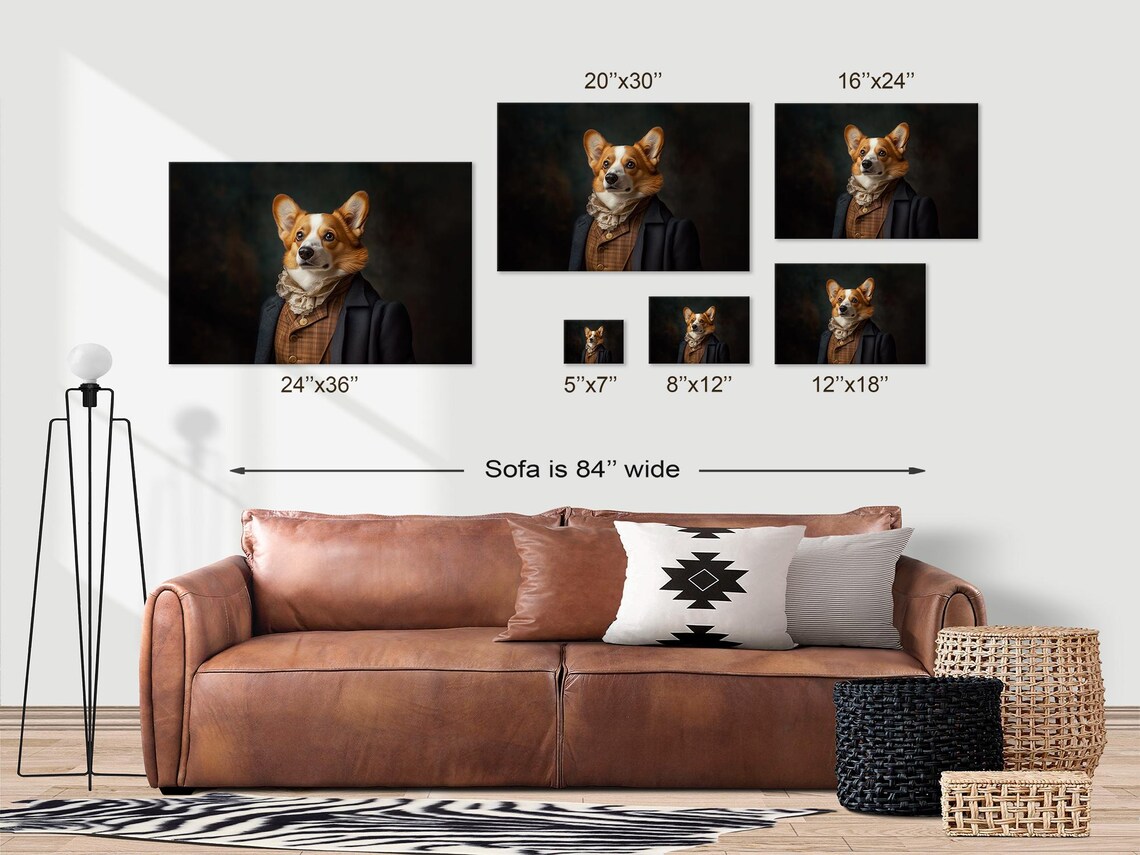 Regal Corgi Dog in Victorian Gentleman Attire Portrait Poster - Image 3