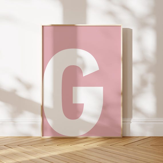 G Initial Print Pink Bold Alphabet Poster Letter For Kids Minimalist Letters