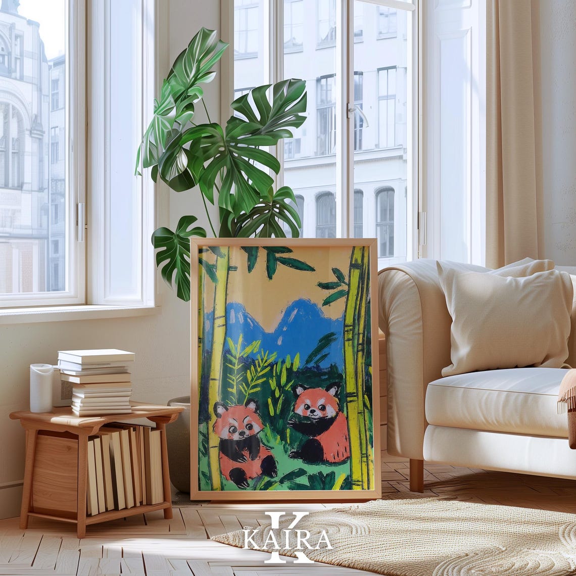 Two Cute Red Pandas Playing Together in a Green Bamboo Forest Poster - Image 4