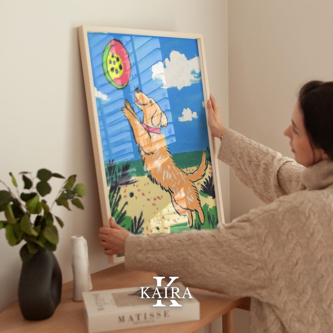 Golden Retriever Catching a Frisbee on a Sunny Summer Beach Poster - Image 2