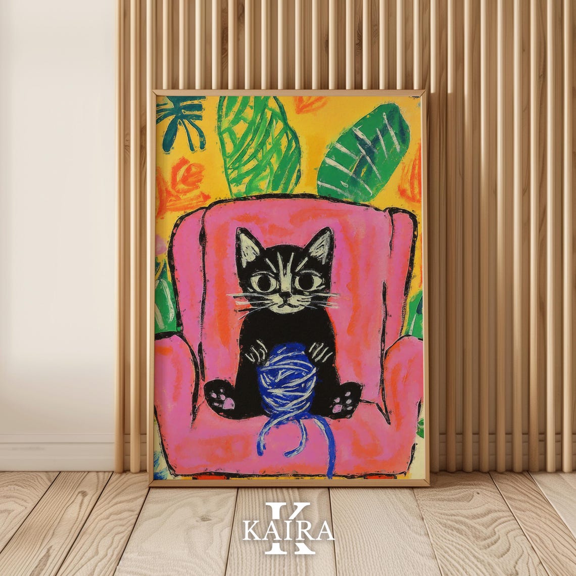 Black Kitten Playing With a Yarn Ball on a Pink Chair Poster - Image 5