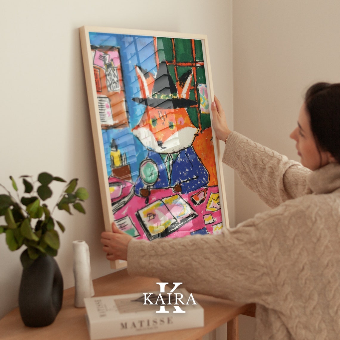 Clever Fox Detective Examining Clues With a Magnifying Glass Poster - Image 3
