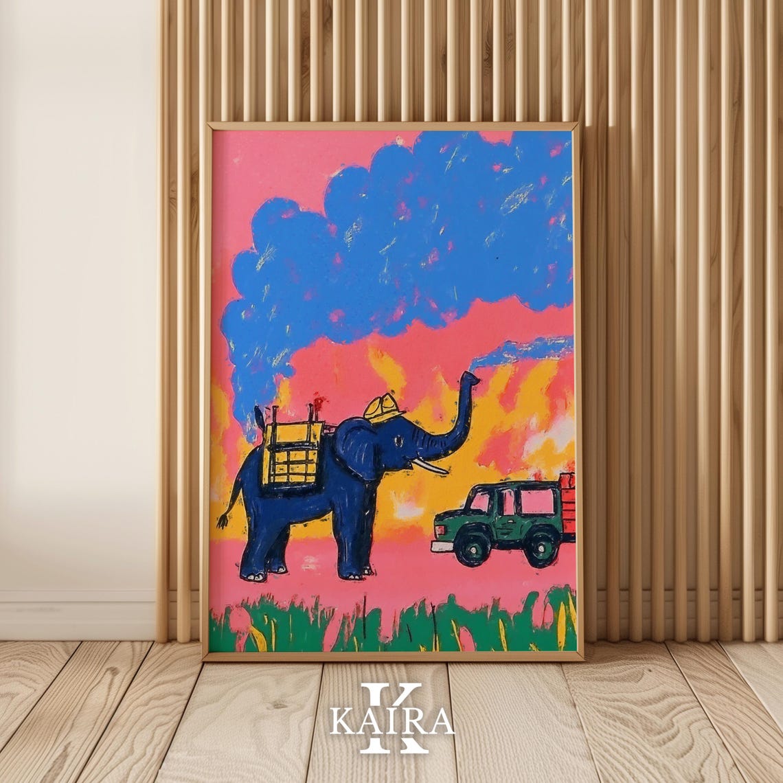 Elephant Firefighter and Fire Truck at a Blazing Sunset Poster - Image 5