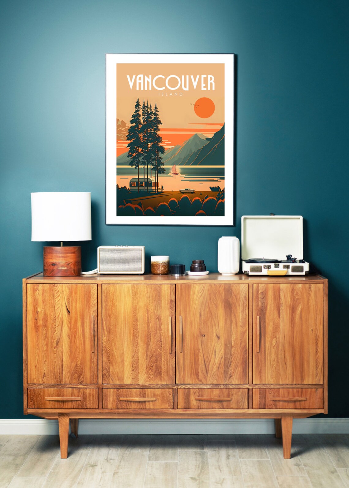 Vancouver Island Canada Sunset Pines Camper Van Retro Travel Poster - Image 3