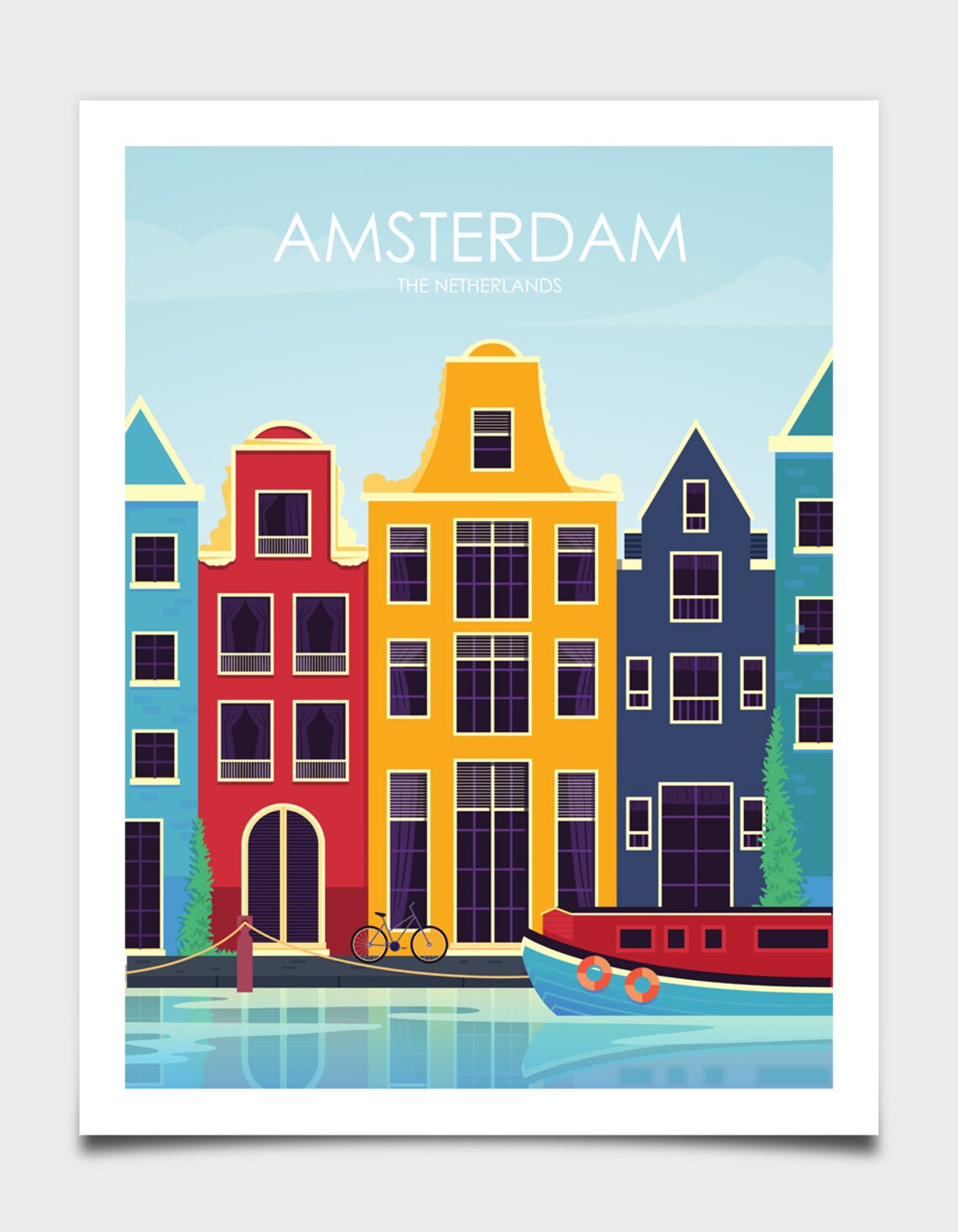 Amsterdam Travel Poster, Retro Style Print - Image 3