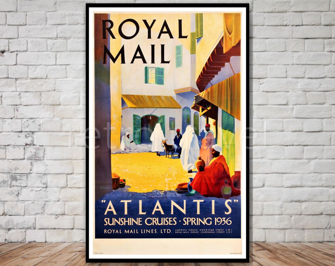 Royal Mail Atlantis Sunshine Cruises 1936 Vintage Travel Poster