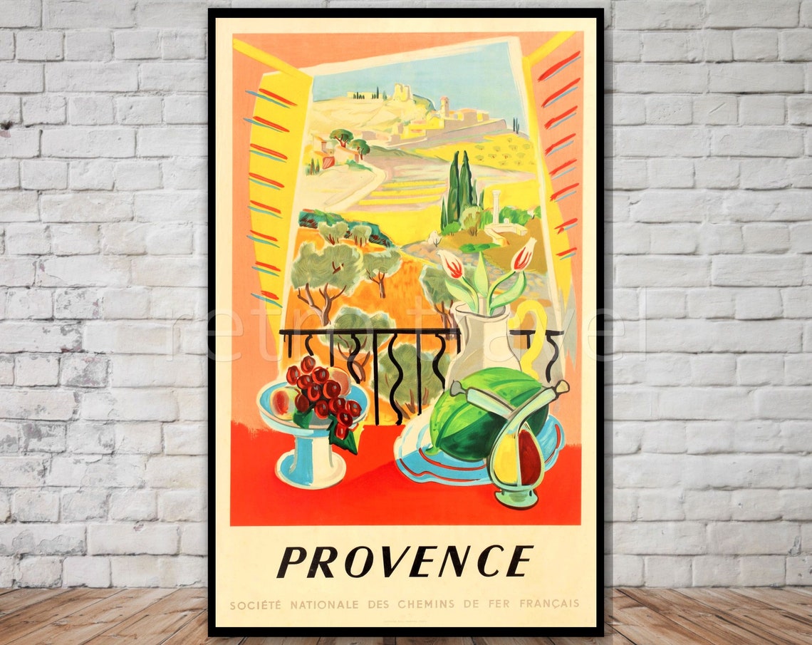 Provence Travel Poster French Travel Print Instant Retro Travel Print Poster French National Railway Wall Art