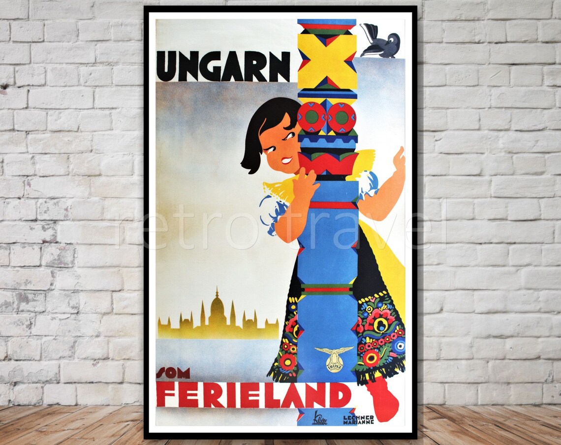 Hungary Retro Travel Poster, Travel Poster