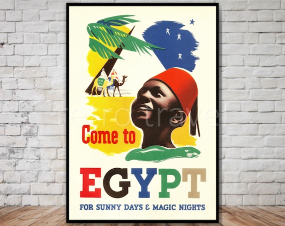Come To Egypt Travel Poster For Sunny Days Magic Nights Instant Retro Travel Print Vintage Egypt Poster