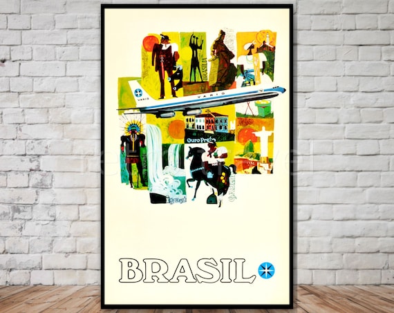 Brazil Travel Poster, Instant Retro Travel Print