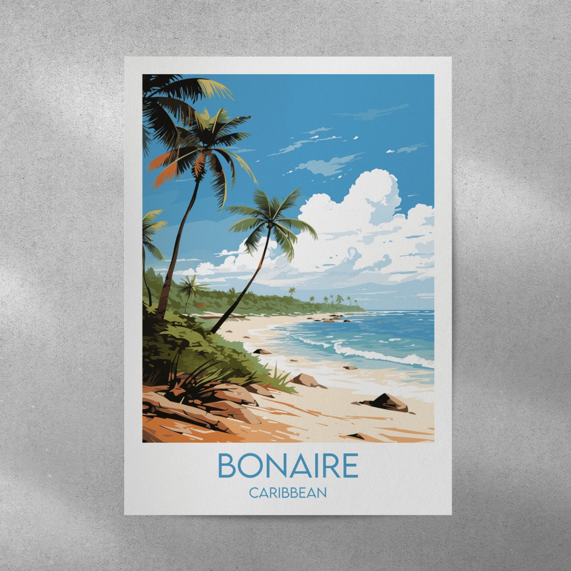 Bonaire Travel Print Caribbean Poster Custom Personalised Wedding Birthday Gift - Image 3