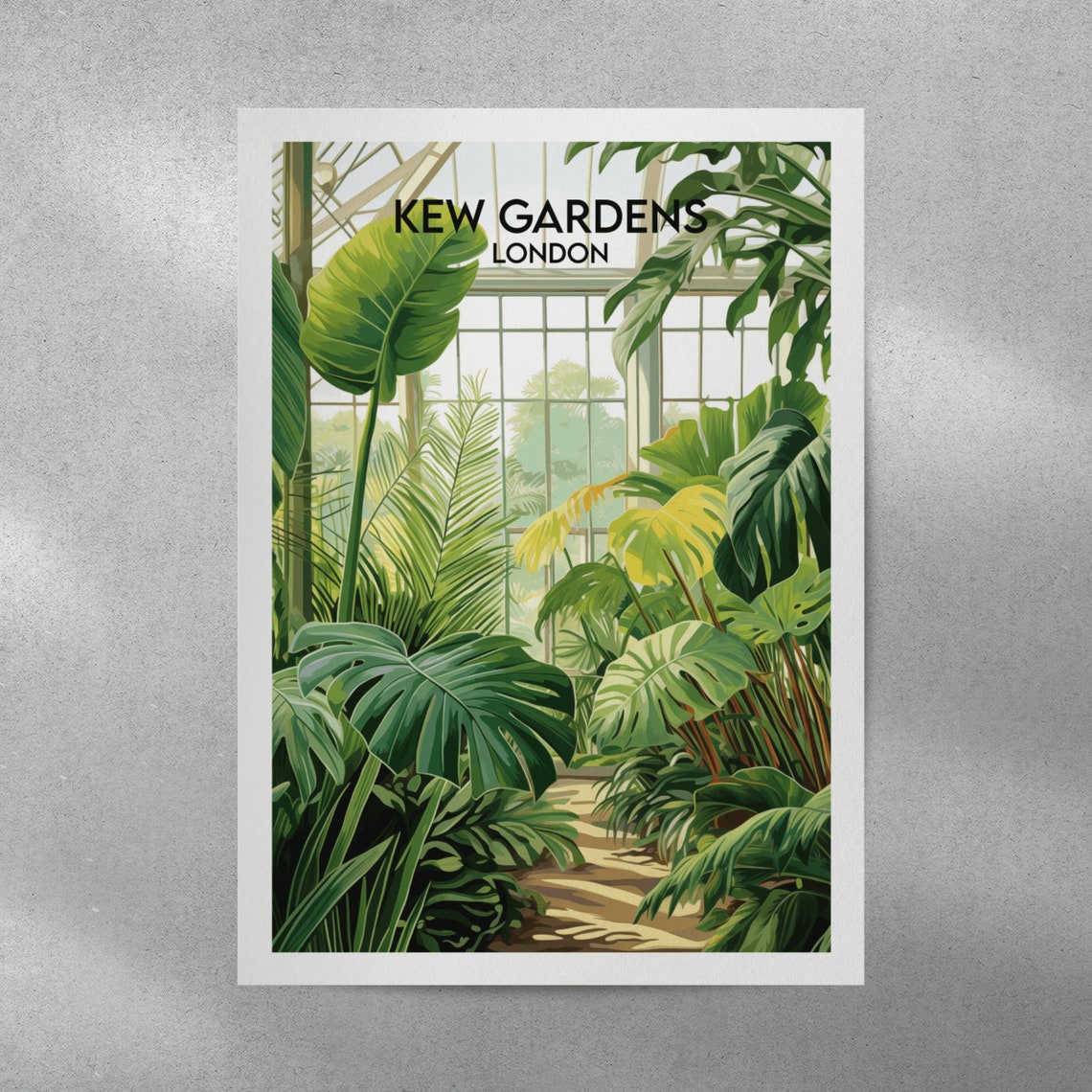 Kew Gardens London Monstera Foliage Conservatory Path Poster - Image 2