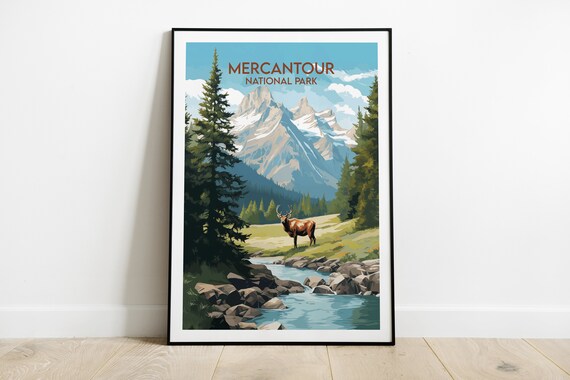 Mercantour National Park France Alpine Stag River Mountain Poster