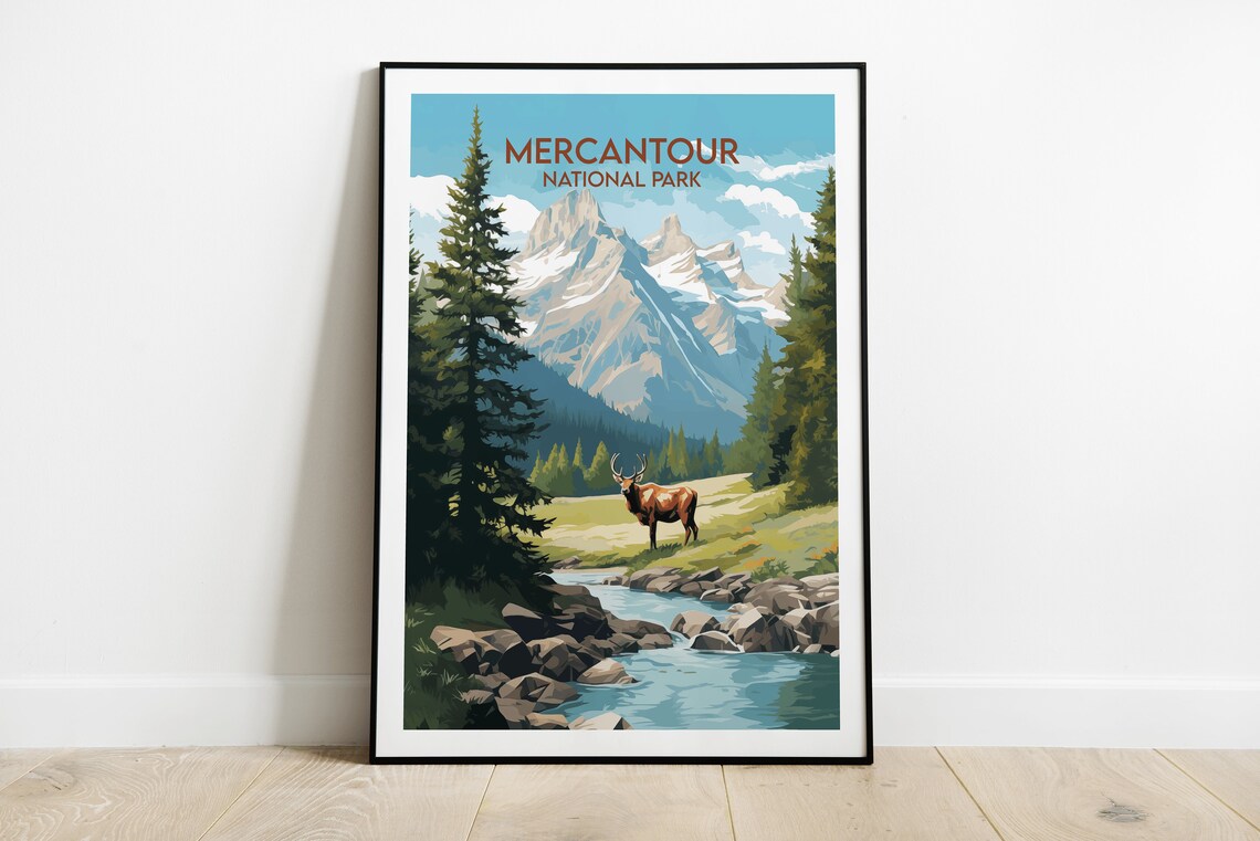 Mercantour National Park France Alpine Stag River Mountain Poster