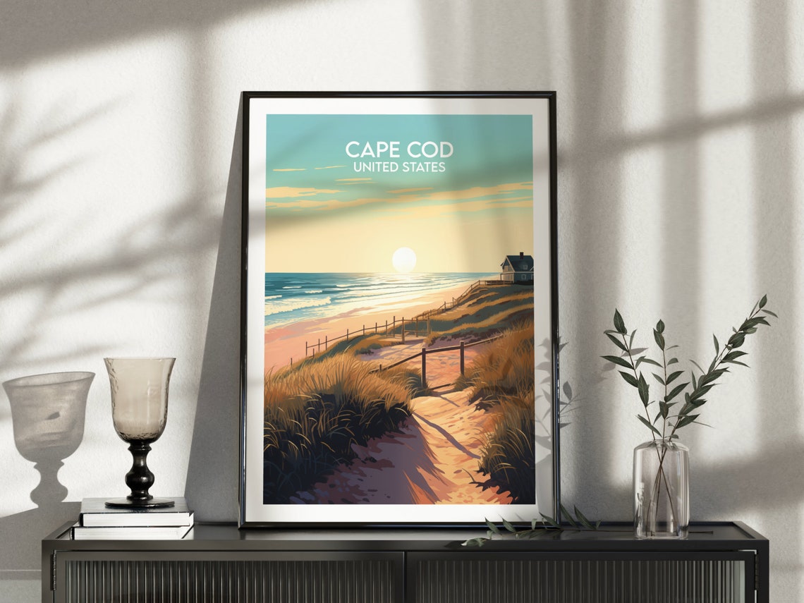 Cape Cod United States Beach Sunset Dune Path Vintage Travel Poster - Image 3