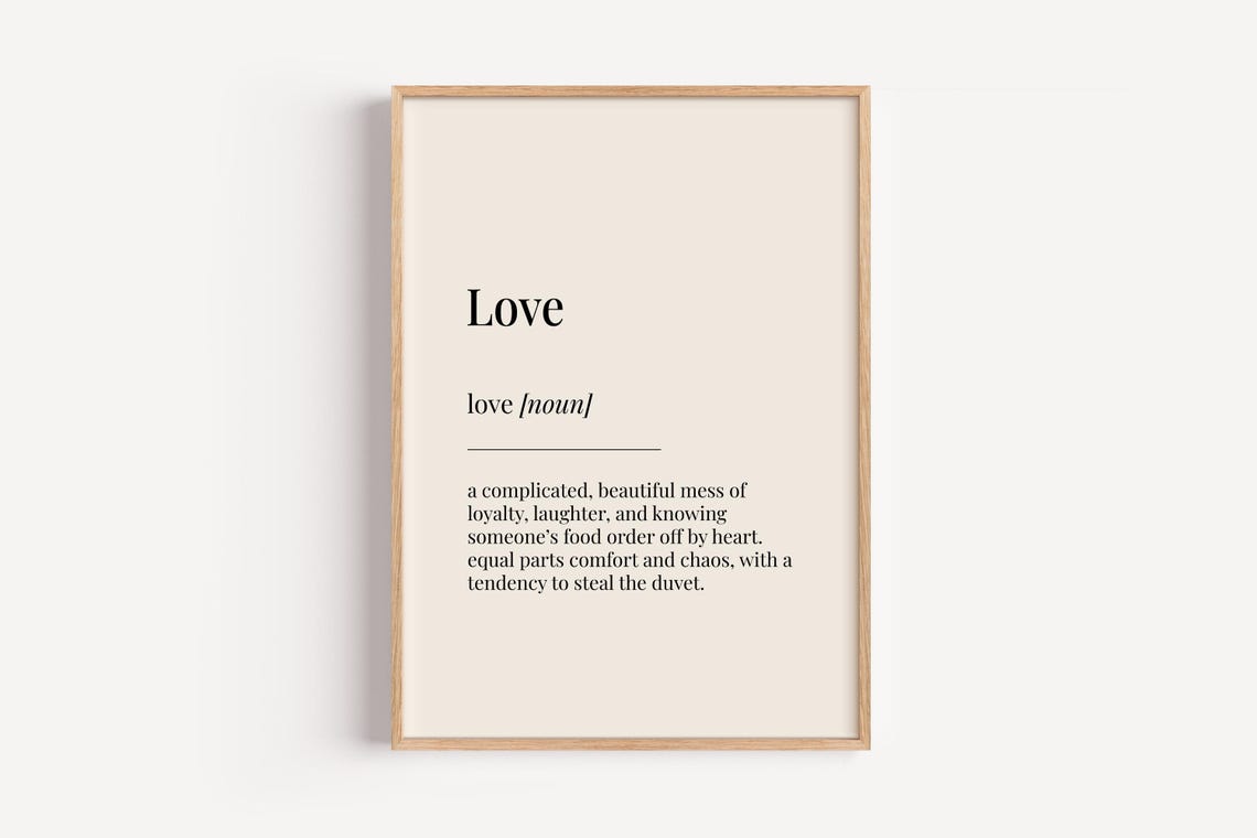 Love Definition Print Dictionary Poster Home Wall Art Funny Gift For Him Her