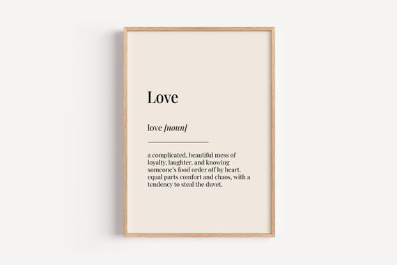 Love Definition Print Dictionary Poster Home Wall Art Funny Gift For Him Her