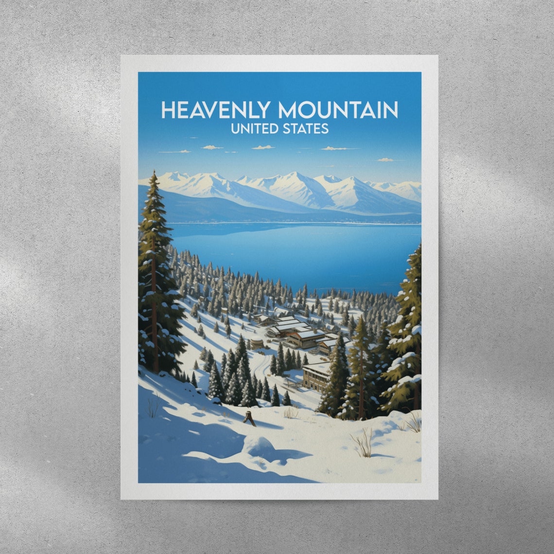 Heavenly Mountain United States Tahoe Ski Resort Lake Poster - Image 3