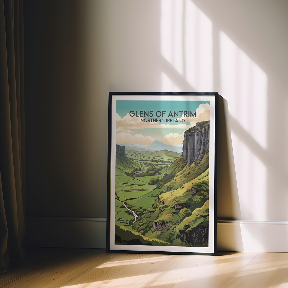 Glens of Antrim Northern Ireland Green Valley Scenic Travel Poster - Image 2