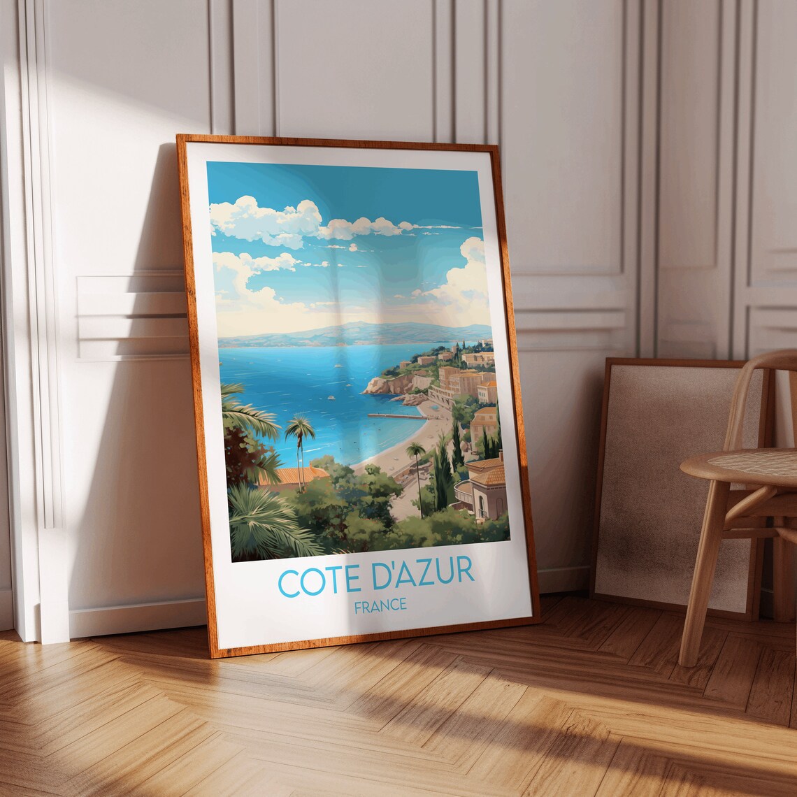 Cote D'Azur France Riviera Coast Sunny Retro Travel Art Poster - Image 3