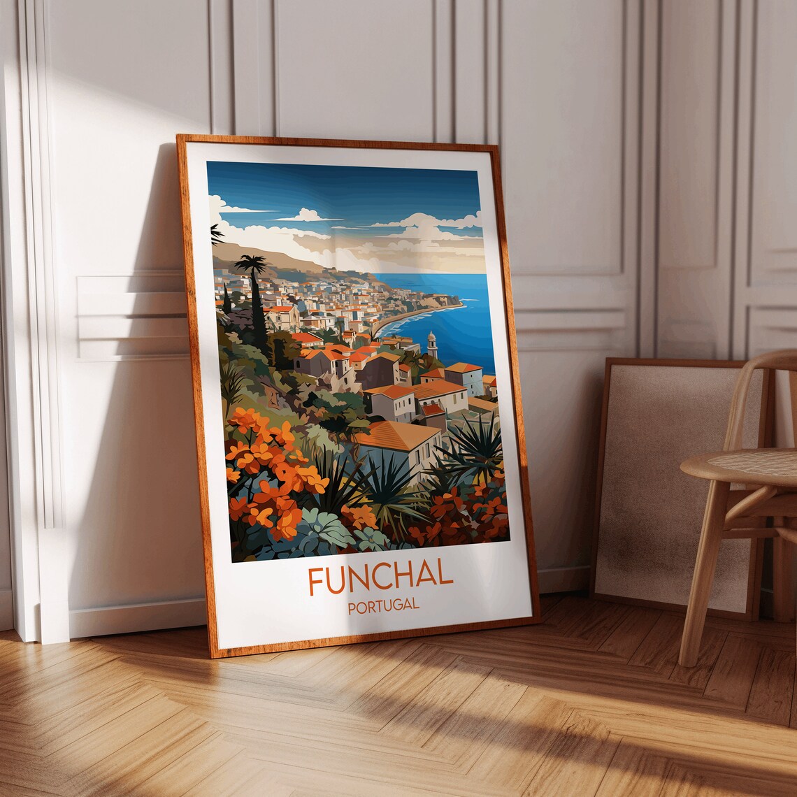 Funchal Portugal Madeira Vintage Coastal Town Bay Travel Poster - Image 3
