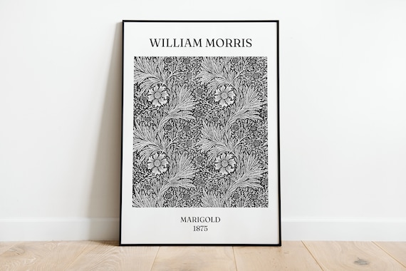 William Morris Marigold Black and White Art Print