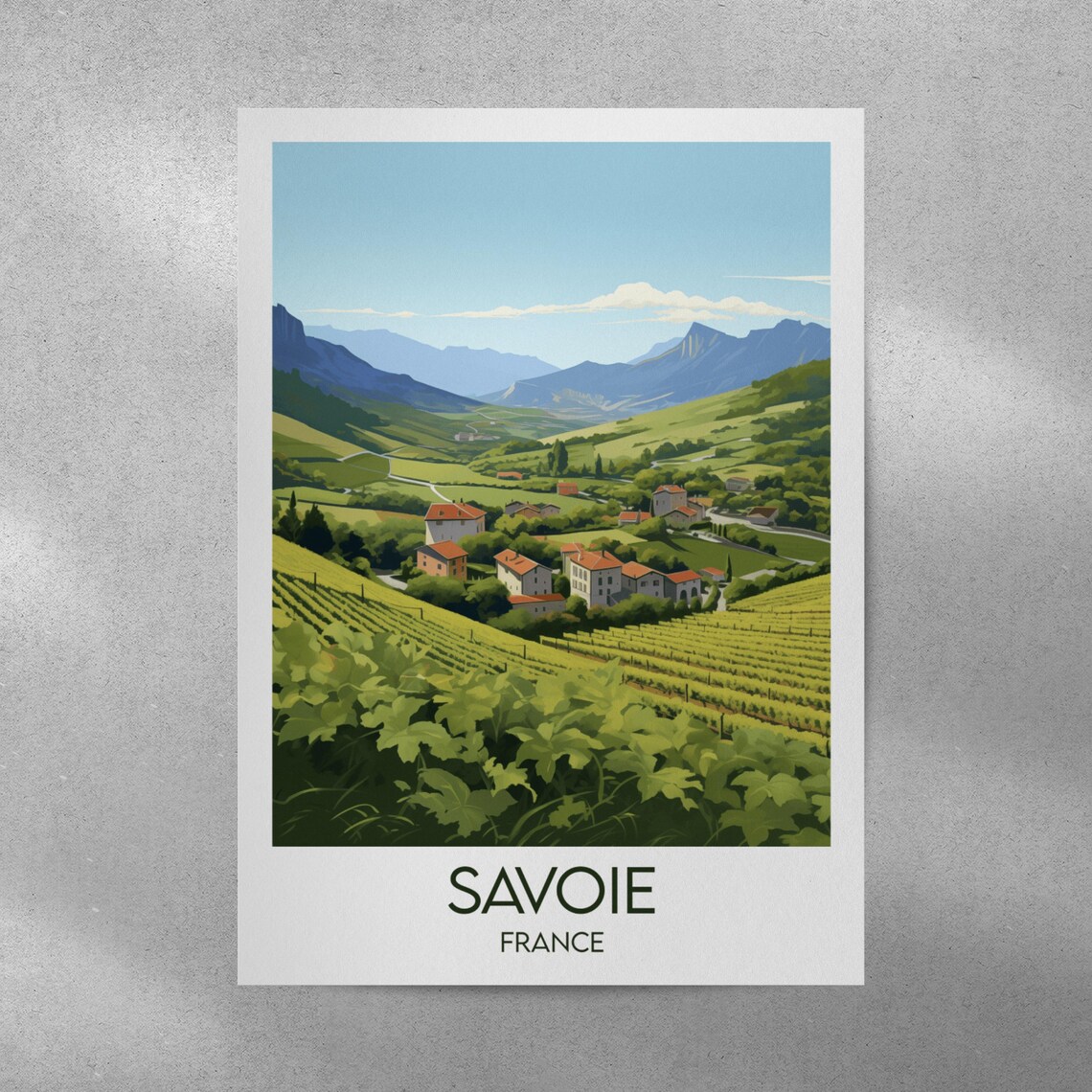Savoie France Mountain Vineyards Village View Scenic Travel Print - Image 4