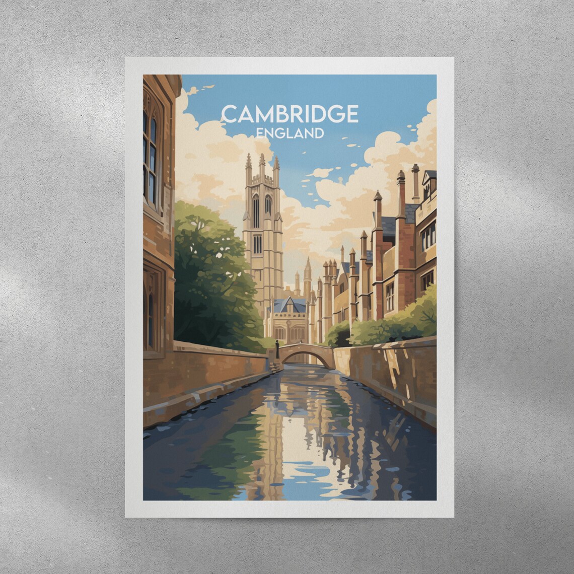 Cambridge England River Cam Historic College Buildings Travel Poster - Image 5