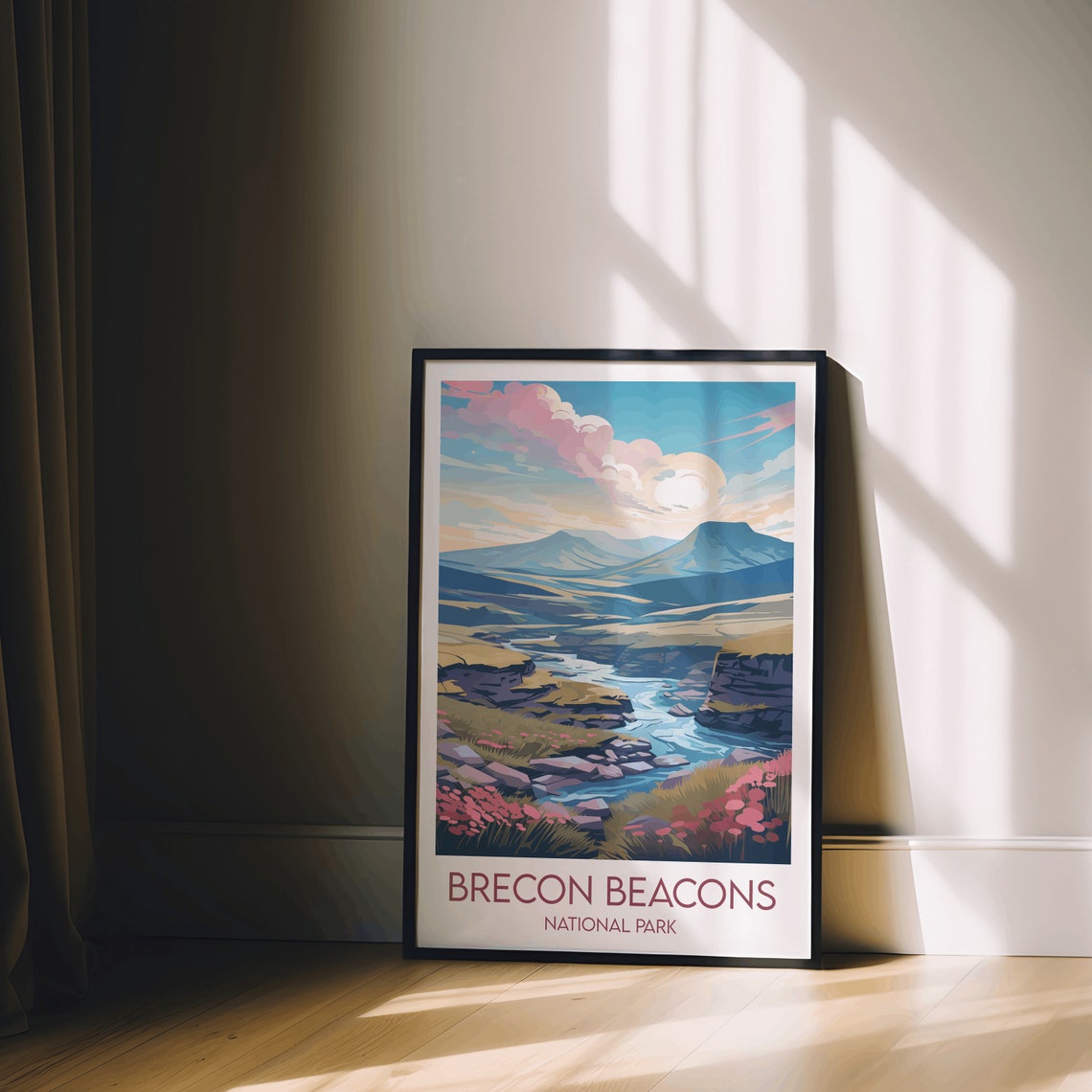 Brecon Beacons National Park River Valley Heather Travel Poster - Image 2