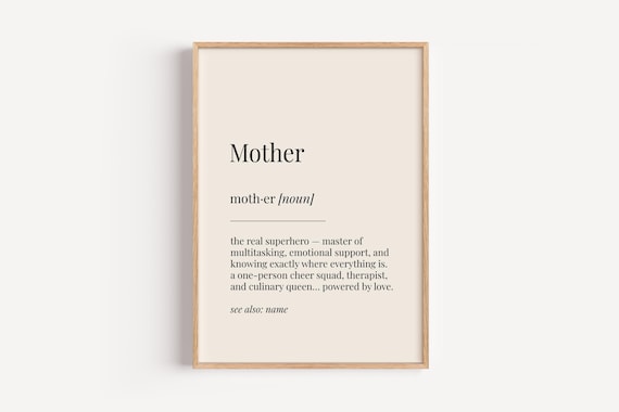Mother Definition Poster Dictionary Word Art Mothers Day Gift for Her