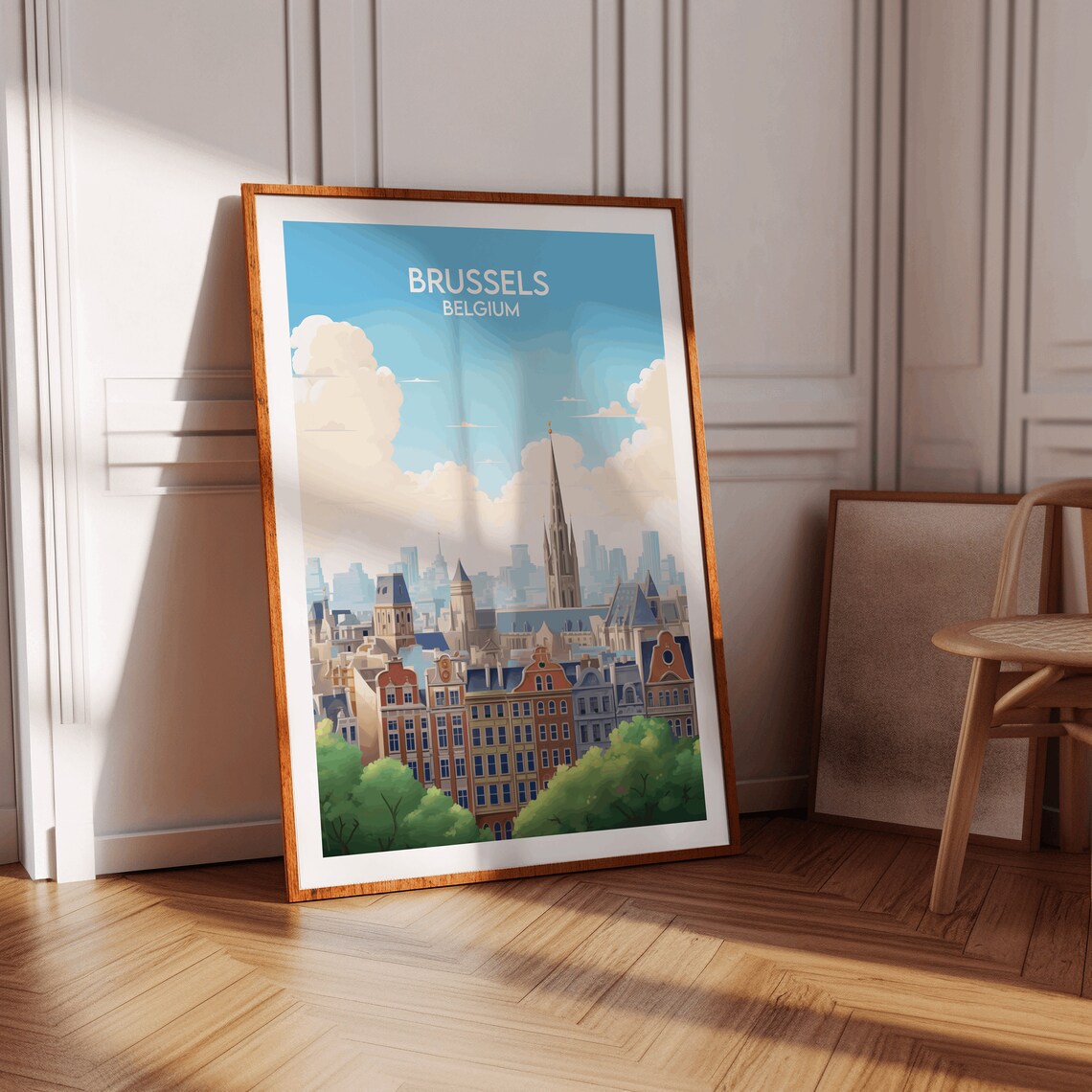 Brussels Belgium Historic Skyline Spires Classic Travel Art Poster - Image 4