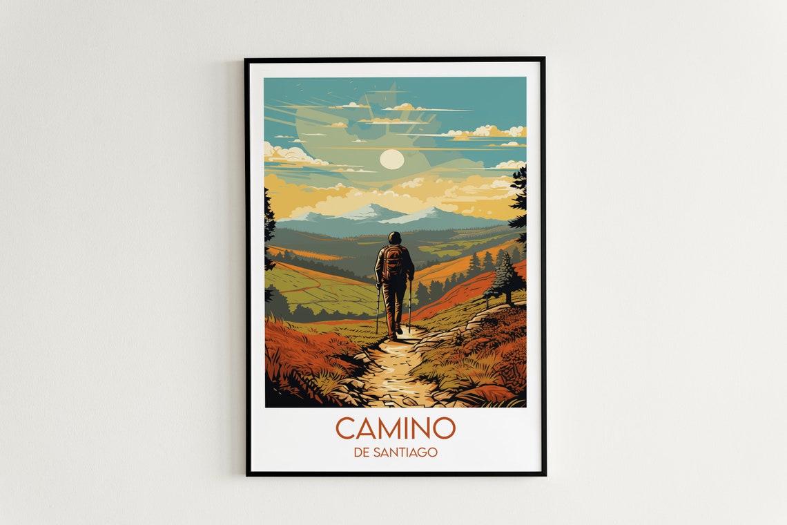 Camino de Santiago Spain Hiking Pilgrim Mountain Trail Poster