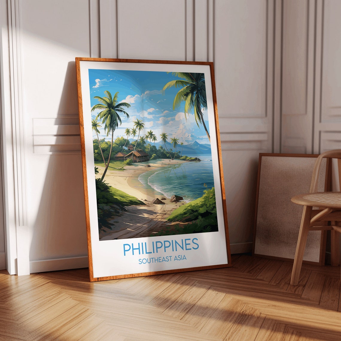 Philippines Southeast Asia Tropical Beach Palms Vintage Travel Poster - Image 3