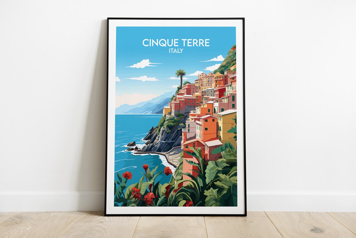 Cinque Terre Italy Colorful Cliffside Village Seaside View Poster