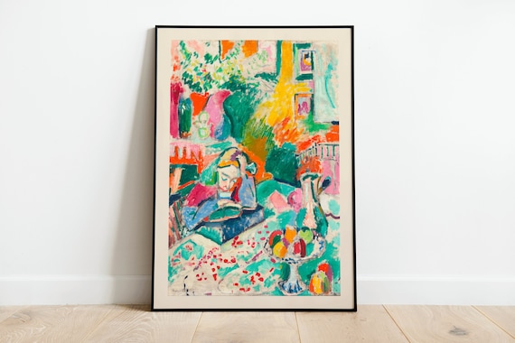 Matisse Girl Reading Bordered Exhibition Print Poster A3 A4 A5 Ultra High Quality Classic Vintage Flowers Home Decor Wall Art Deco
