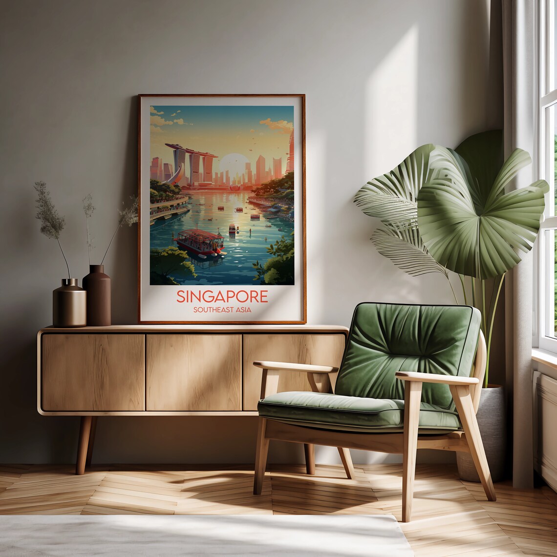 Singapore Travel Poster, Southeast Asia Custom Print - Image 2