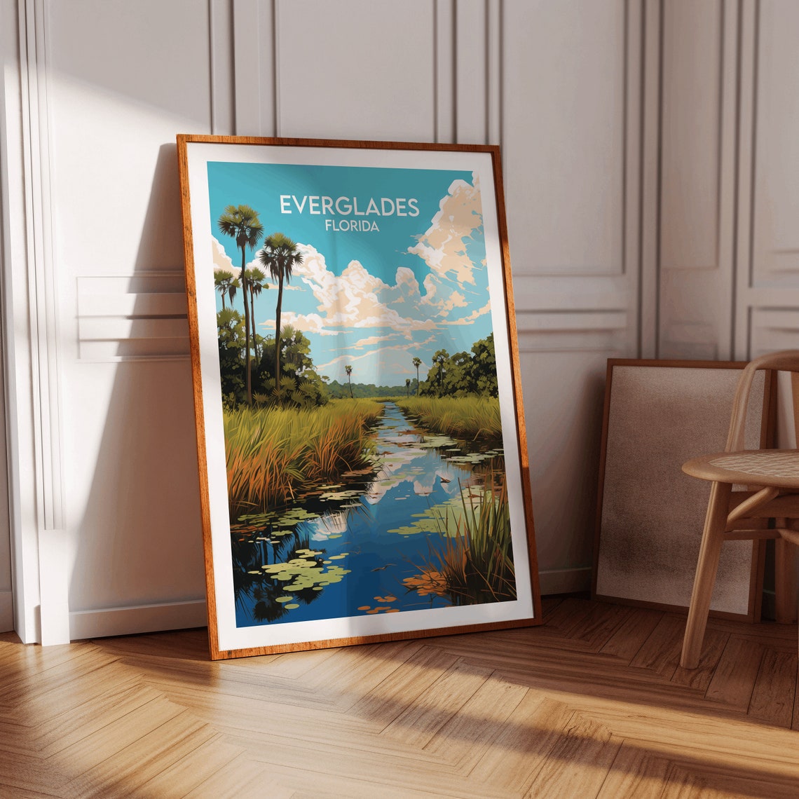 Everglades Florida Marsh Waterway Palms Under Summer Sky Poster - Image 2