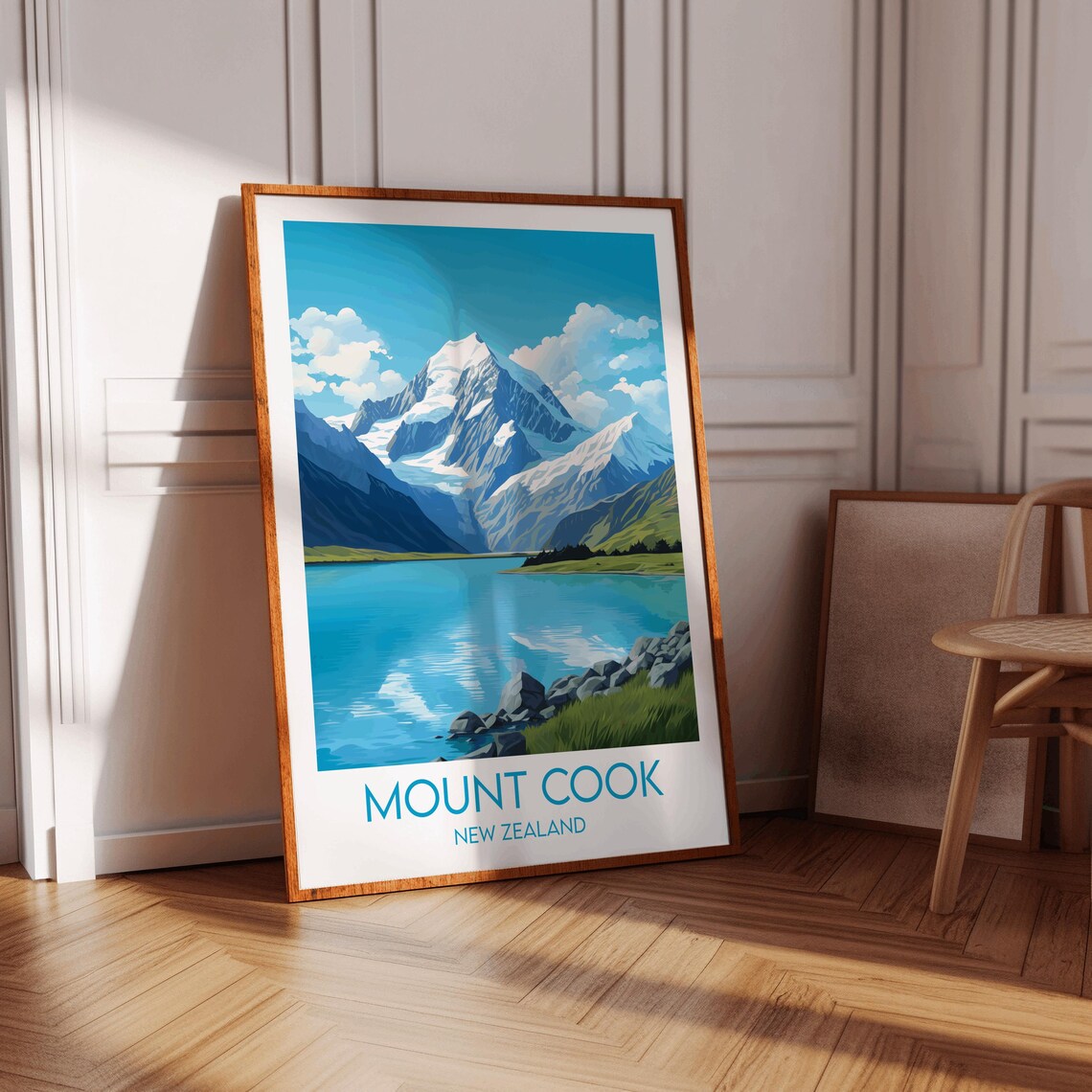 Mount Cook New Zealand Turquoise Lake Alpine Peak Travel Poster - Image 3