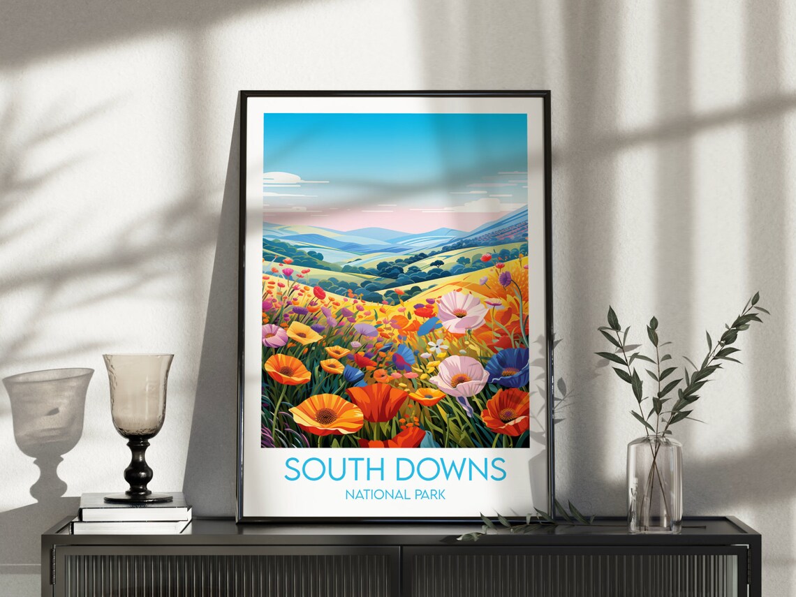 South Downs National Park England Wildflower Hills Vintage Travel Poster - Image 5