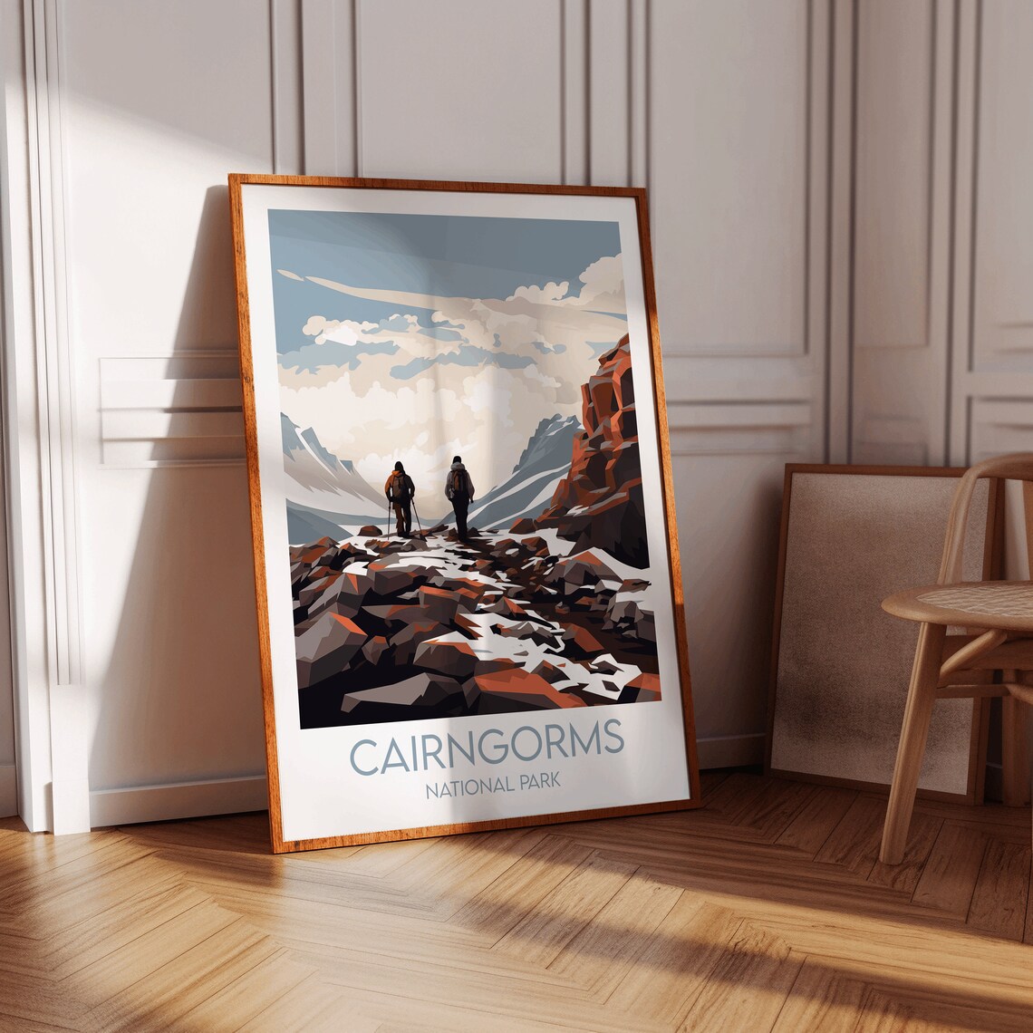 Cairngorms National Park Rocky Summit Hikers Snow Travel Poster - Image 2