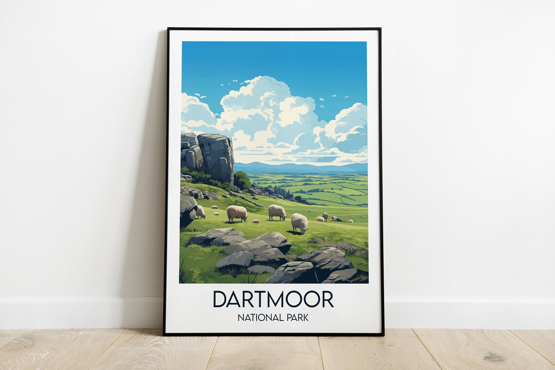 Dartmoor National Park Travel Poster, UK Custom Personalised