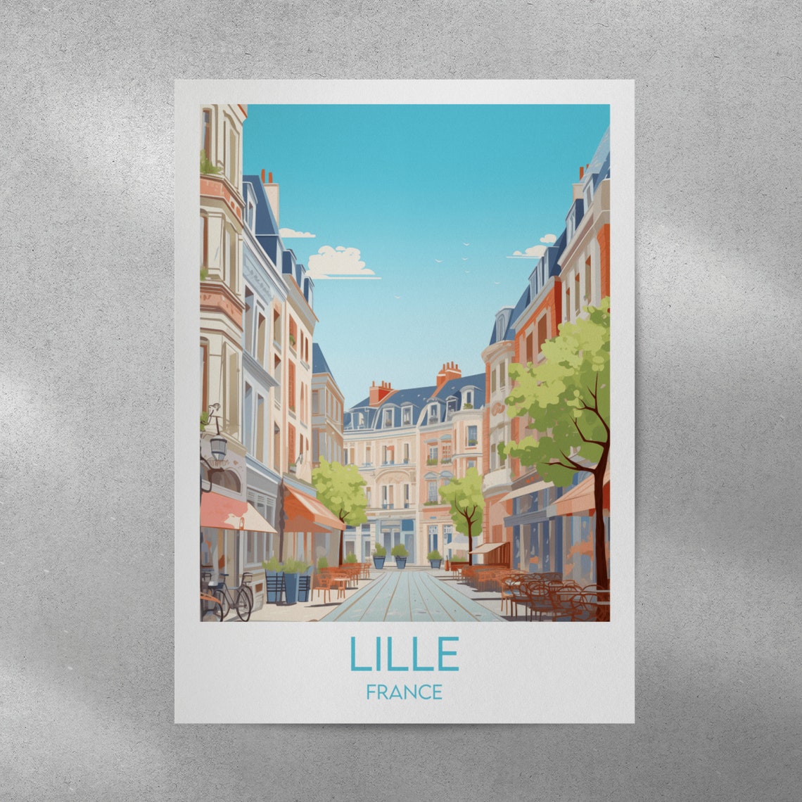 Lille Charming Parisian Boulevard With Cafes France Travel Poster - Image 4