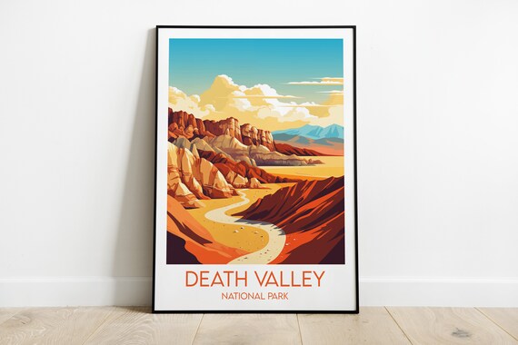 Death Valley National Park Red Rock Canyon Road View Travel Poster